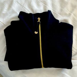 Soft surroundings, rich black, zipper front cardigan PS